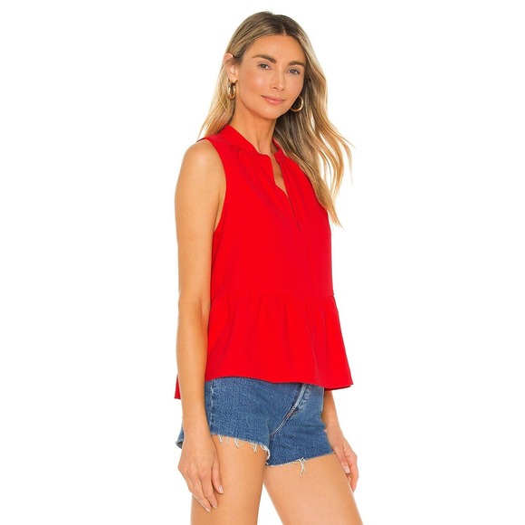 Amanda Uprichard Sleeveless Rylee Peplum Red Top size M - Picture 2 of 8